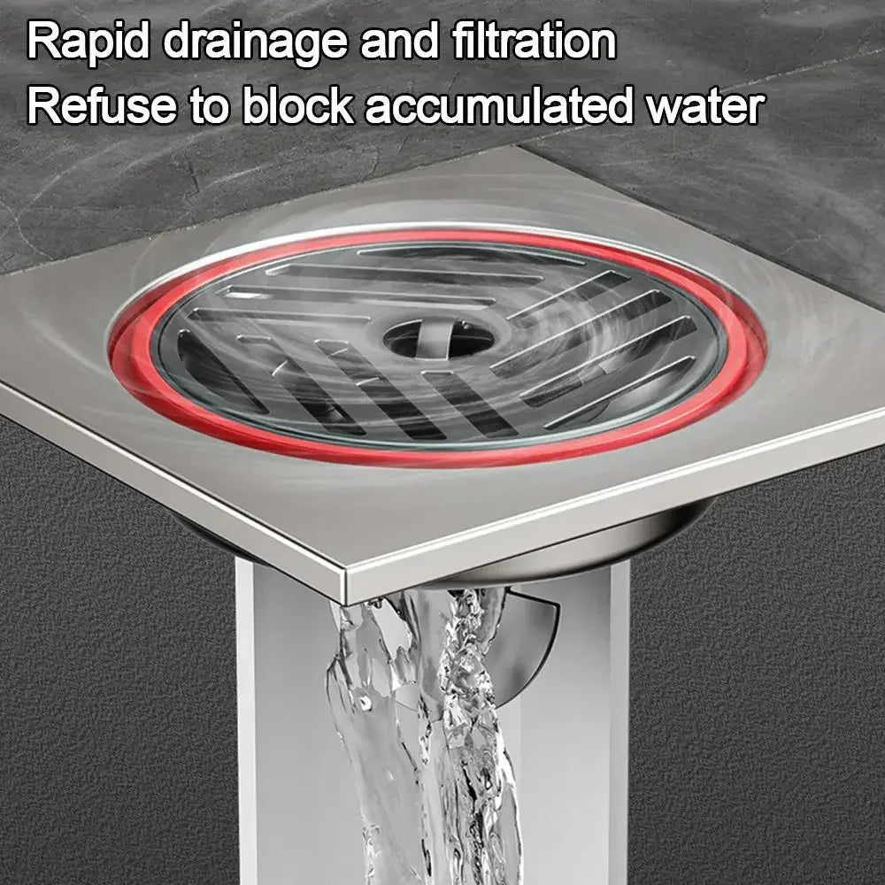 Stainless Steel Shower Floor Drain with Grid Grate Cover Anti-odor Fast Drainage Floor Drain Round Insectproof Oasis Select