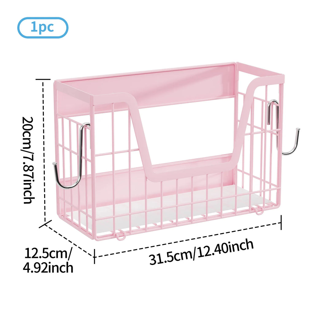 Magnetic refrigerator hanger foldable refrigerator side plastic wrap seasoning storage basket kitchen magnetic rack Oasis Select 1 pink