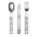 3-in-1 Knife and Fork Spoon Outdoor Tableware Set Stainless Steel Camping Field Portable Exquisite Multifunctional Equipment Oasis Select black