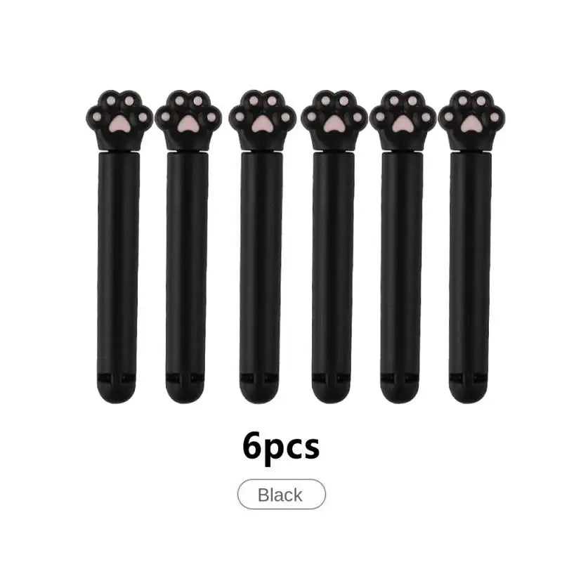 6pcs Cute Cat Claw Closure Clip Food Bag Clip Kitchen Snack Food Preservation Sealed Clip Kitchen Accessorie Tools Oasis Select black