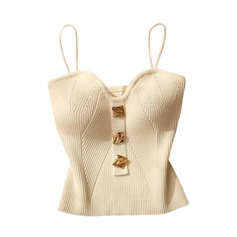 Knit Bandeau Camisole for Women Summer New Sleeveless Backless Crop Top Layering Undershirt Casual Chic Basic Clothing Oasis Select White One Size
