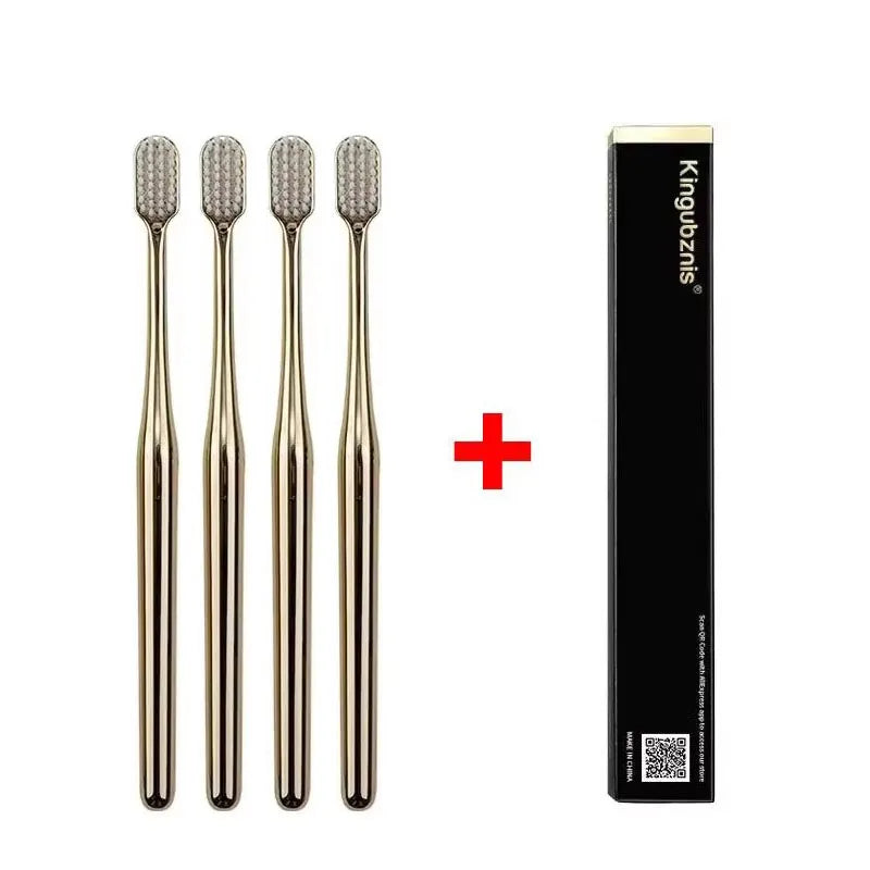 4/1pcs Luxury Soft Toothbrush Men Women Adult Tooth Brush Gold Silver Dental Brushes Elegance Gentle Toothbrushes Drop Shipping Oasis Select GW-4pcs