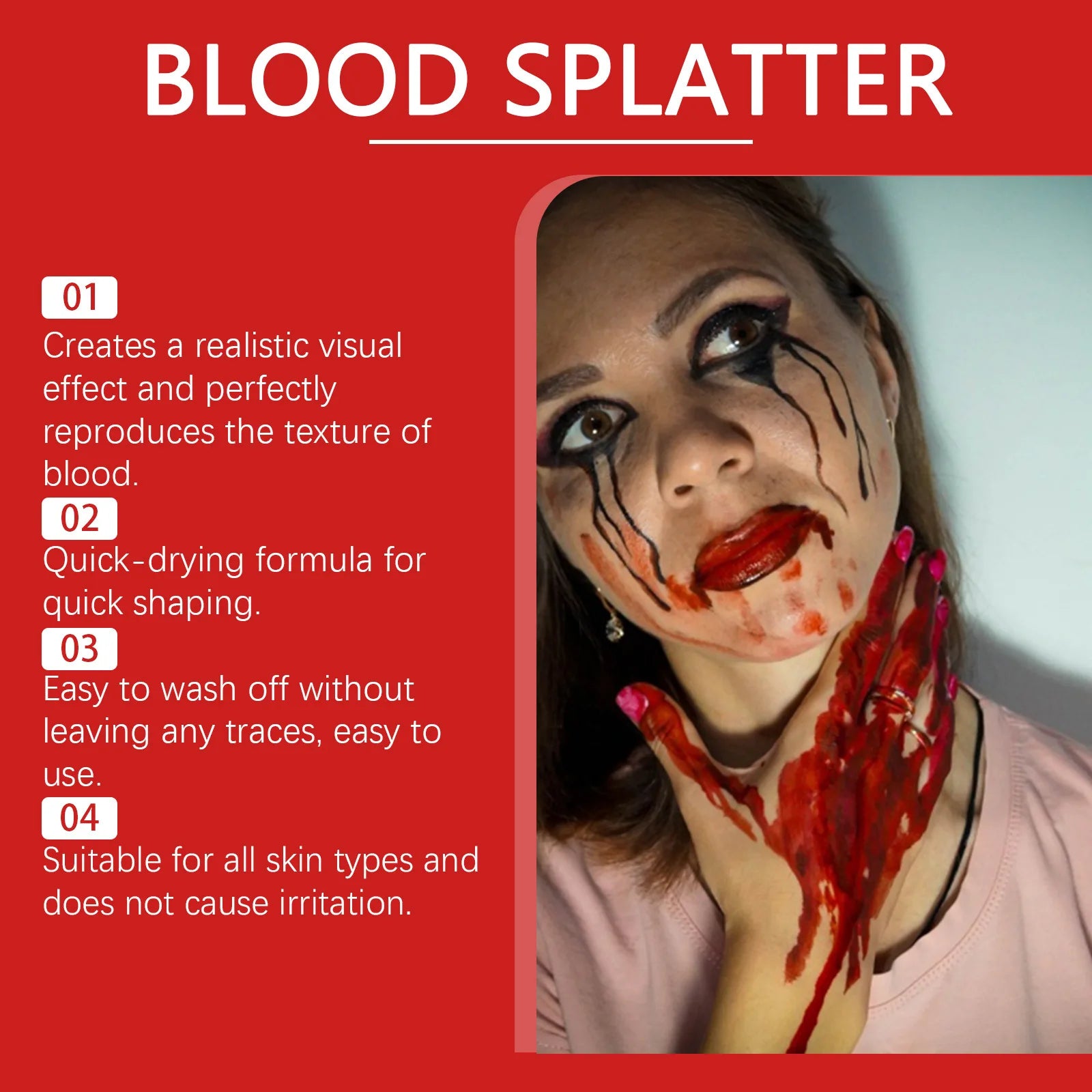 Halloween Fake Blood Spray – Zombie Vampire Wound Makeup Theatrical Fake Blood Oasis Select