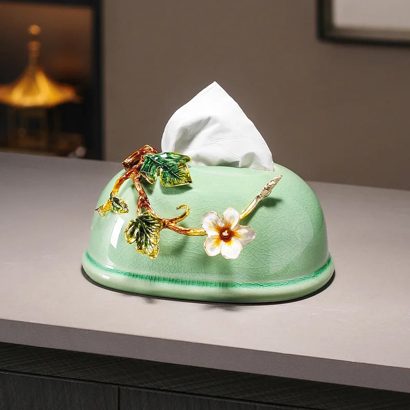 High End Ceramic Tissue Box Living Room Light Luxury Desktop Household Paper Drawer Box Study Decoration Ornament Oasis Select