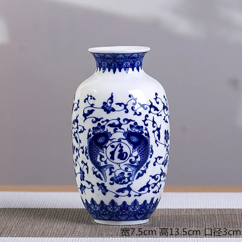 Chinese Table Antique Blue White Porcelain Vase Decoration Crafts