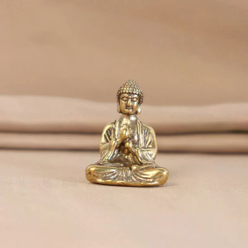 Mini Solid Copper Sakyamuni Buddha Statue Ornament Miniature Figurines Oasis Select
