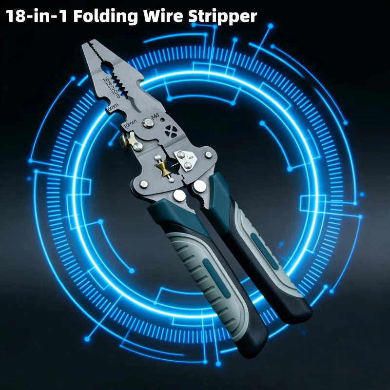 Foldable Wire Stripper Electrician Wire Splitter Wire Pliers Crimping Plier Tool with Stripping, Crimping and Twisting Functions Oasis Select