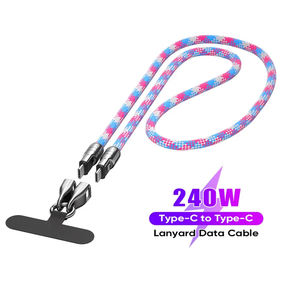 2-in-1 USB-C Lanyard & 240W Fast Charging Cable | PD Zinc Alloy