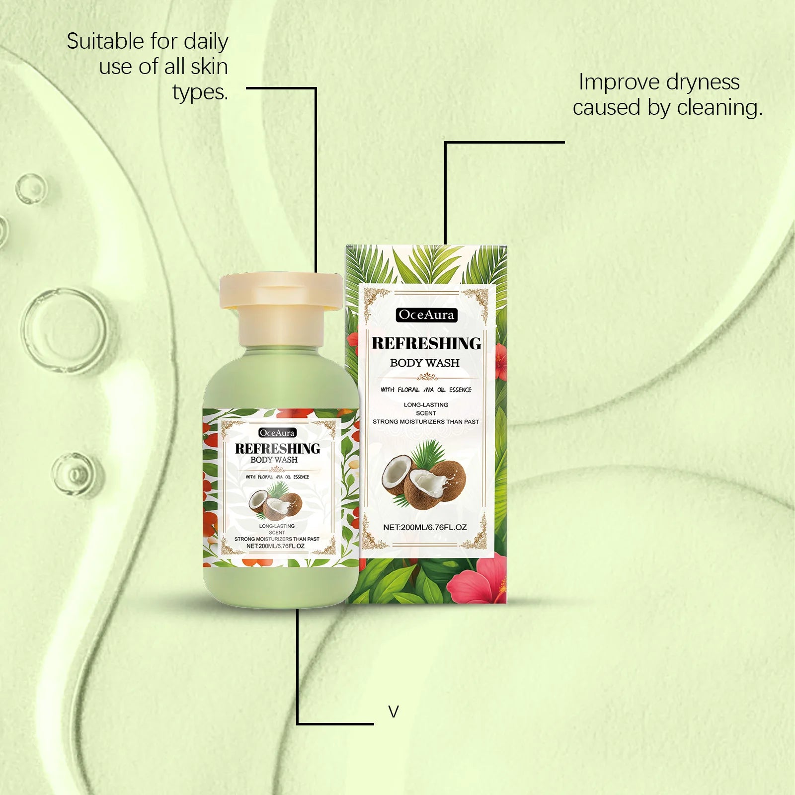 Fragrance Body Wash Leave Fragrance Oil Control Skin Exfoliator Refreshing Deep Moisturize Brighten Fragrance Shower Gel Oasis Select