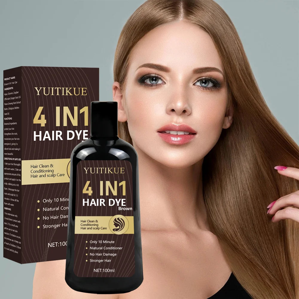 YUITIKUE Organic Brown Hair Dye – Covers Gray, 100ml