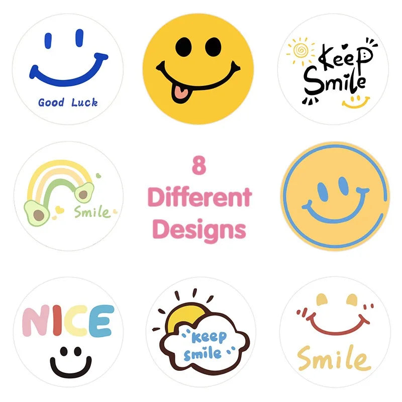 500pcs smile stickers, 1 inch cute cartoon stickers, Valentine's Day sealed stickers, holiday gifts, award charts, wedding Oasis Select