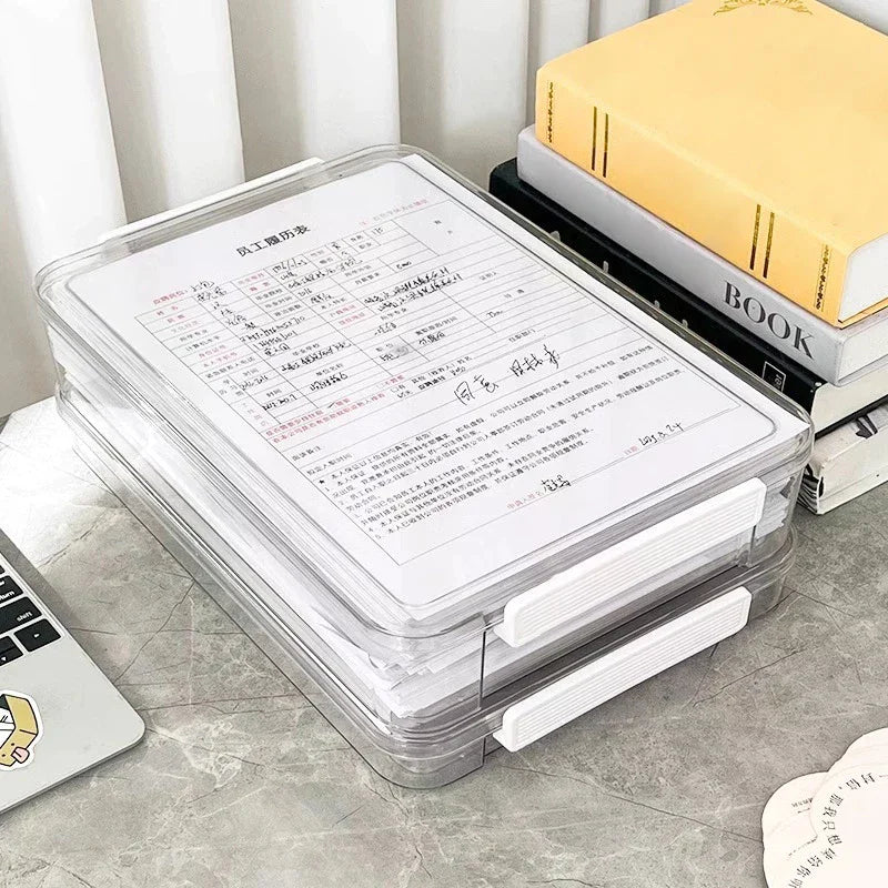 Paper Organizer Stackable Storage Box Transparent Desktop Storage Document Certificate Important Storage Box Oasis Select