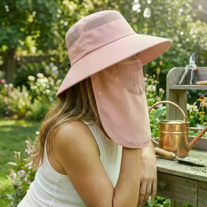 Women's UV Protective Wide Brim Sun Hat With Shawl Neck Protection Breathable Summer Outdoor Sports Fishing Hat Oasis Select