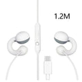 Universal Wired Clip-on Headphones Type C Stereo Sports Music Earbuds Handfree Sport Gamer Headset Earphones with HD Mic Oasis Select white