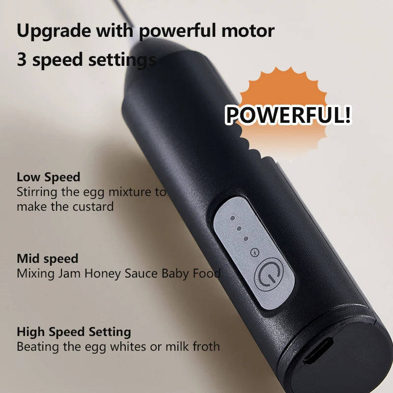 UPGRADED Electric Coffee Frother/MILK Whisk+Egg Beater MINI Food Blender USB Rechargeable Handheld Three Speeds Espresso Tools Oasis Select