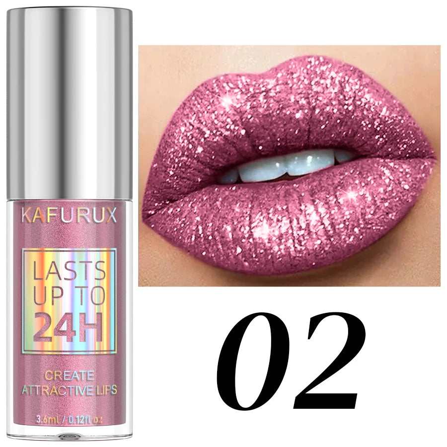 KAFURUX 20-Shade Glitter Liquid Lipstick & Diamond Lip Gloss