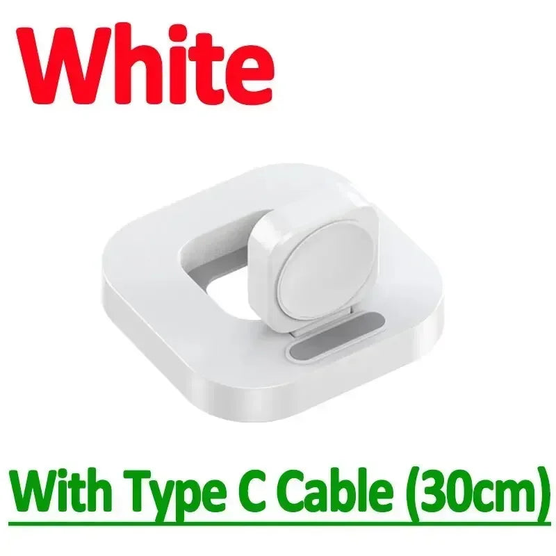 Magnetic Wireless Watch Chargers Station Dock for Apple Watch Series S9/S8/S7 Ultra 7 6 5 4 Portable Fast Charging Base Bracket Oasis Select White With Cable