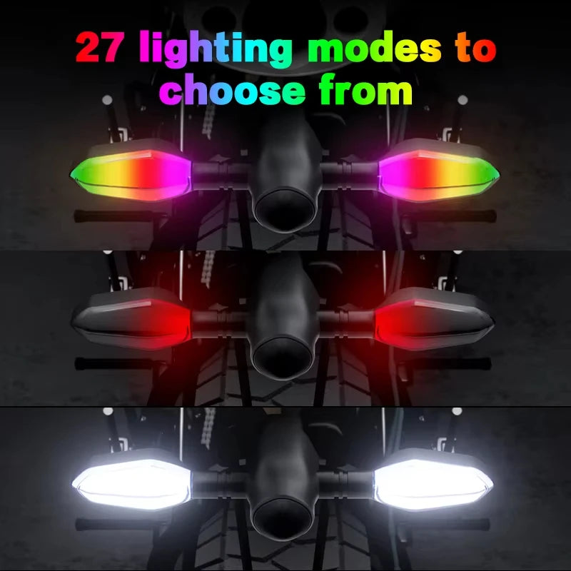Motorcycle LED Turn Signals – Arrow Projection & 27 RGB Modes