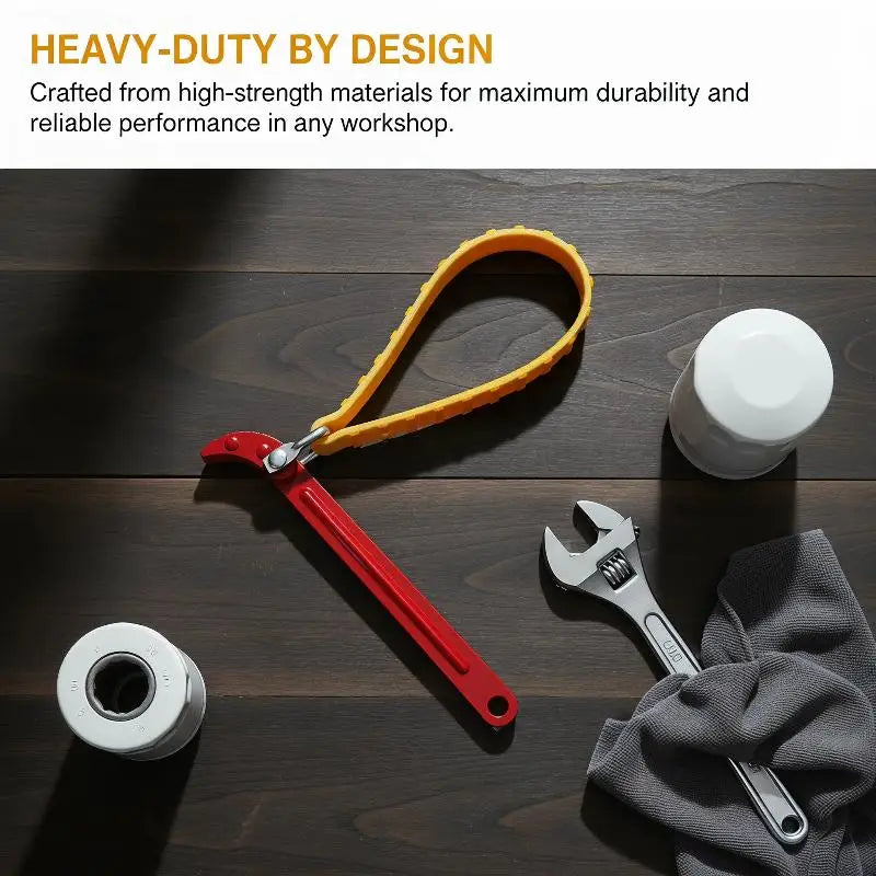 Adjustable Belt Wrench Oil Filter Puller Removal Tool Rubber Strap Spanner Wrench Chain Wrench Strap Opener Disassembly Tools Oasis Select
