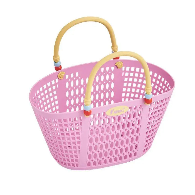 Portable Plastic Storage Basket With Handle Waterproof Dustproof Organizer for Bathing Swimming Travel Laundry Use Oasis Select B