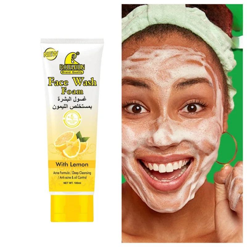ROUSHUN Lemon Foam Facial Cleanser – Hydrating, Unisex