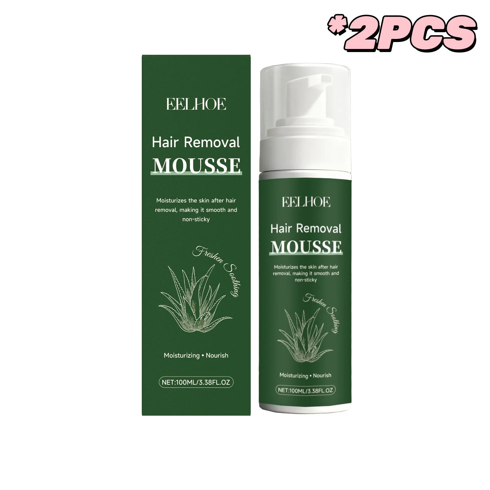 EELHOE Hair Removal Mousse Spray 5Min Fast Depilatory Foam Whole Body Smooth No Black Spots Painless For Women Men Oasis Select 100g Boxed X2PCS