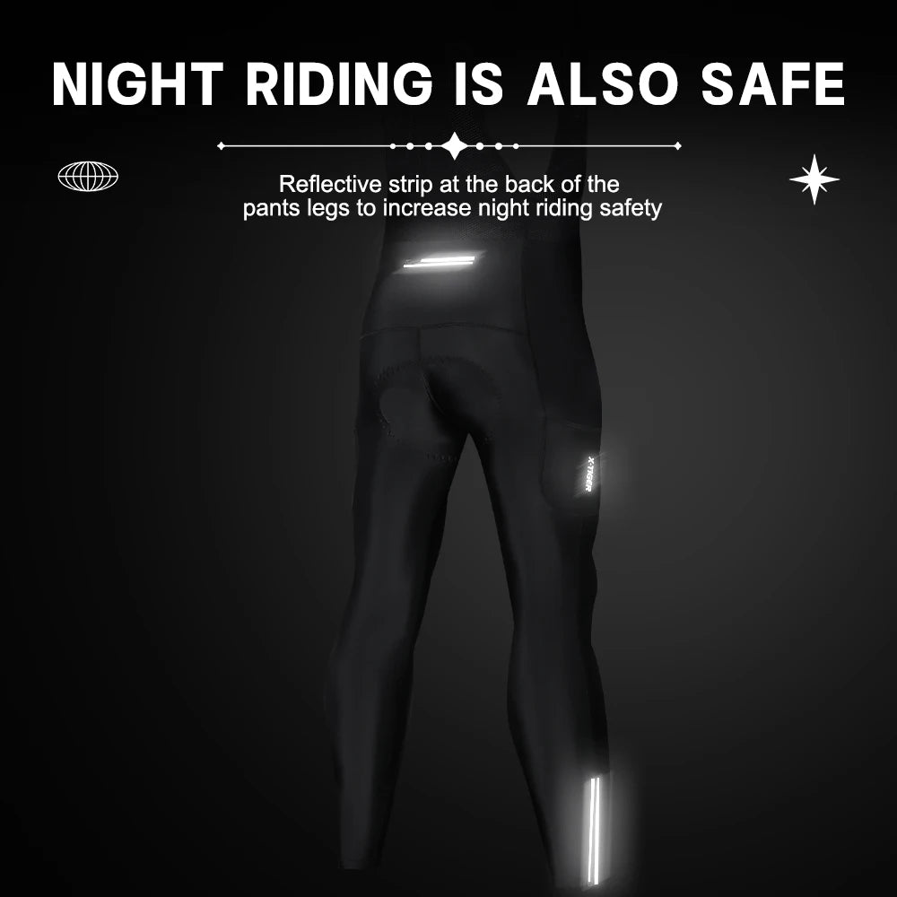 X-TIGER Men's Cycling Bib Pants Winter Cold Resistant Keep Warm Wool Breathable Cycling Tights 5D Gel Pad MTB Road Bike Pants Oasis Select