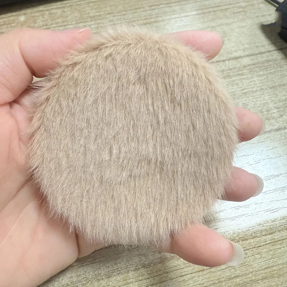 Fluffy Plush Compact Mirror – Dual-Sided Portable Folding