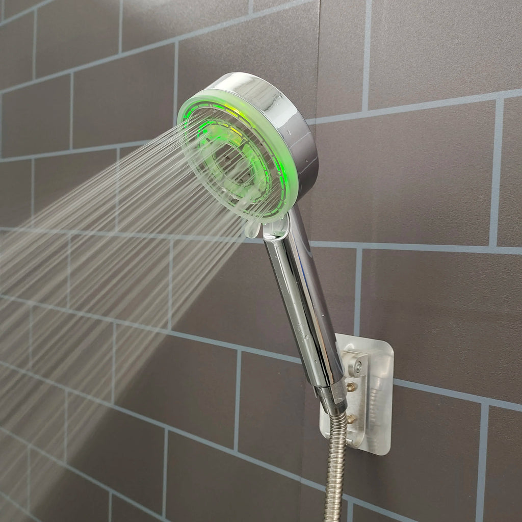 New LED 5 Modes Shower Head Rainfall SPA Temperature Control Shower Pressurized Water Saving 3/7 Colors Handheld Bathroom Shower Oasis Select