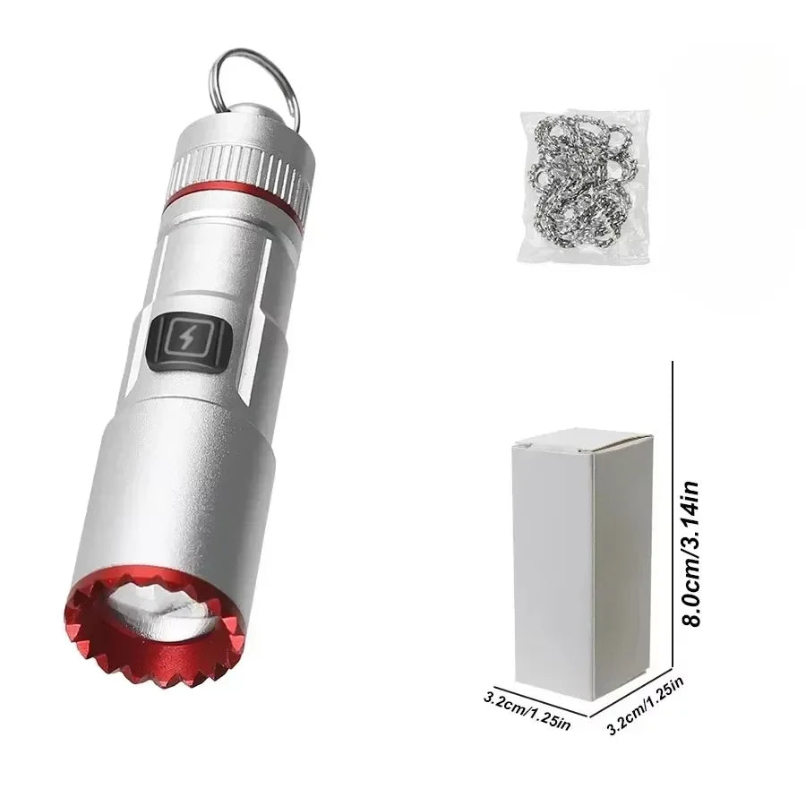 EDC Powerful Whistle Light USB Rechargeable Key Chain Led Flashlight 3-speed Adjustment Emergency Torch For Dog Bird Training Oasis Select Mini Flashlight A