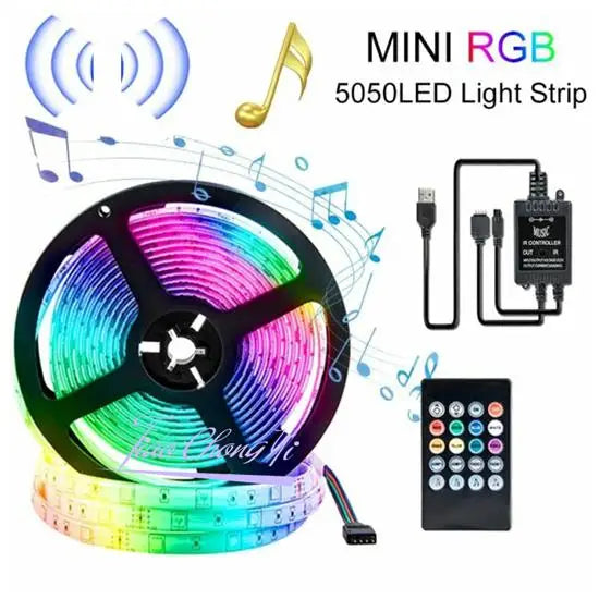 DC 5V TV LED Backlight USB 5050 30LED/M RGB LED Strip Light Remote Kit 5V Music light 1m-5m Oasis Select with 20key music IP30 non-wateproof 1m