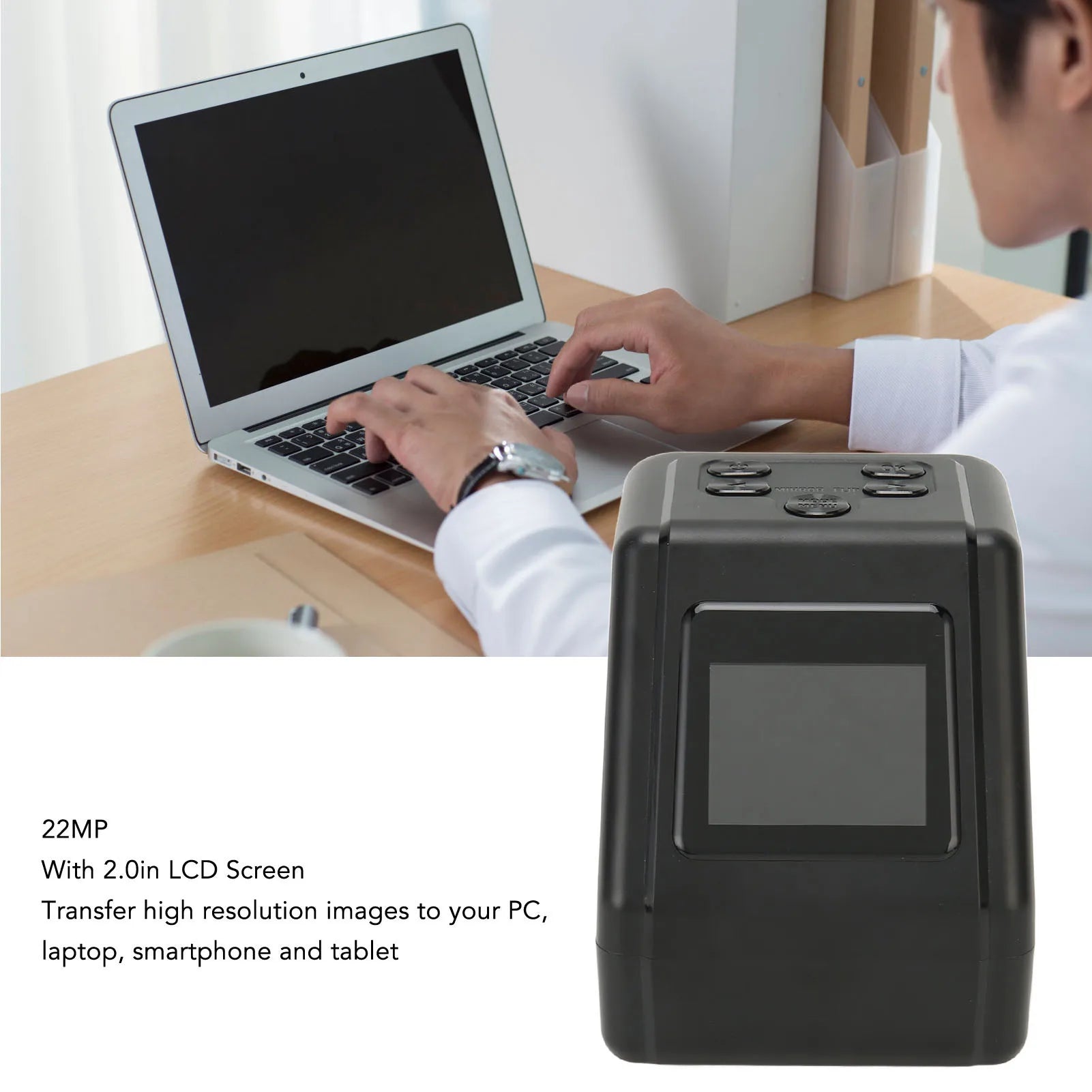 Film Slide Scanner Convert 135 126 110 Films Slides to Negatives Color Black White JPG Photos 22MP with 2.0in LCD Screen Oasis Select