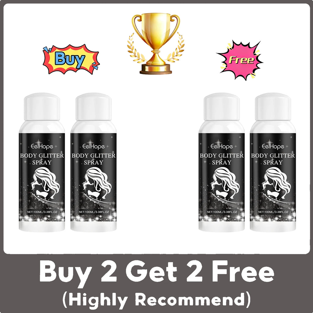 Quick Drying Universal Powder Spray Multipurpose Body Face Glitter Spray Clothes Highlighter Powder Gloss Shimmering Sparkle Oasis Select 4 X 100ml boxed