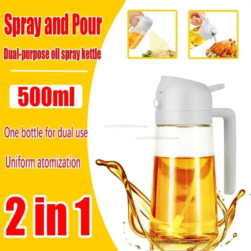 2 in 1 Kitchen Oils Spray Bottle Olive Sprayer Oil Spray Oil Sprayer Plastic for Cooking BBQ Baking Oils Dispenser Accessories Oasis Select