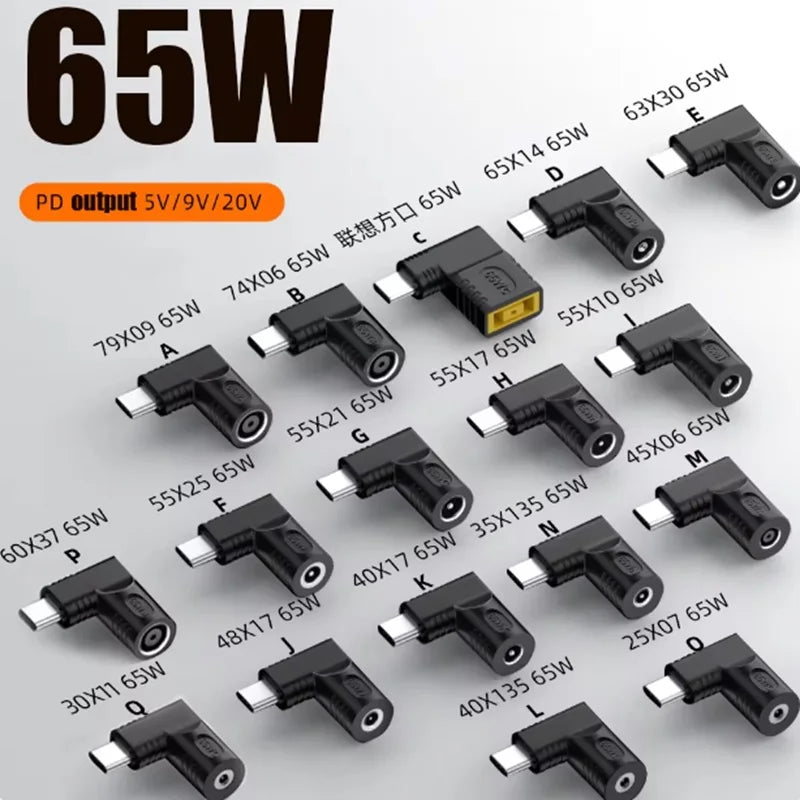 65W PD Converter DC to USB C Type c Power Adapter Converter 3.5X1.35mm 4.8X1.7mm 5.5X2.5 mm Laptop Charger to Type C Connector Oasis Select