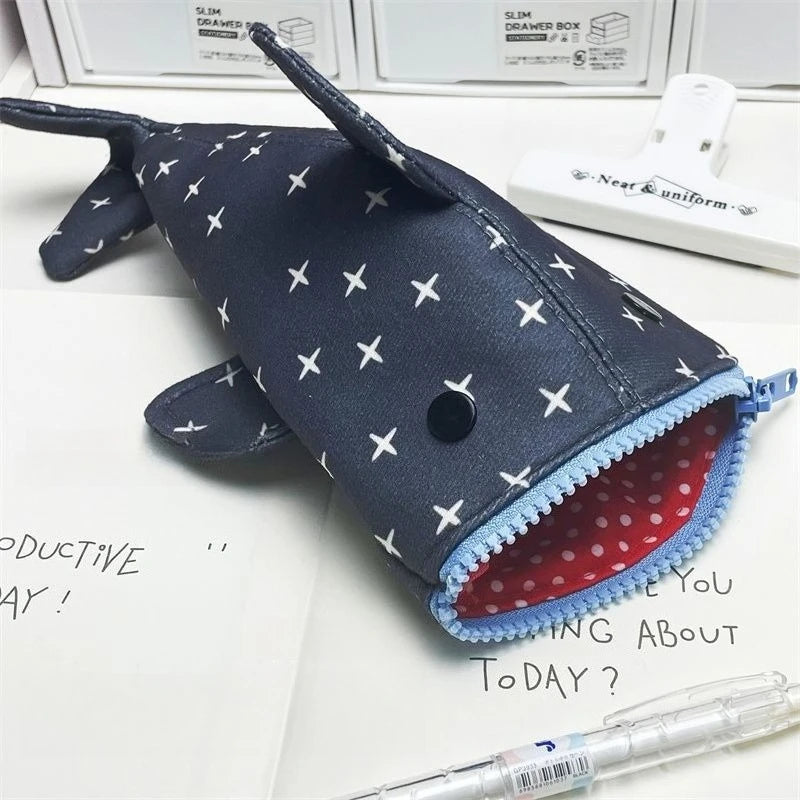 Cute and funny large capacity Shark Shape Capacity Imitation Fish Storage Pencil Case Creative Journal Student Supplies Statione Oasis Select