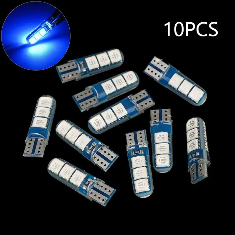 Commercial-Grade LED Bulb in High-Temperature Silicone; Fits W5W T10, 5050, 6SMD and Car Width, Trunk, License Plate Lights. Oasis Select 10PCS Blue