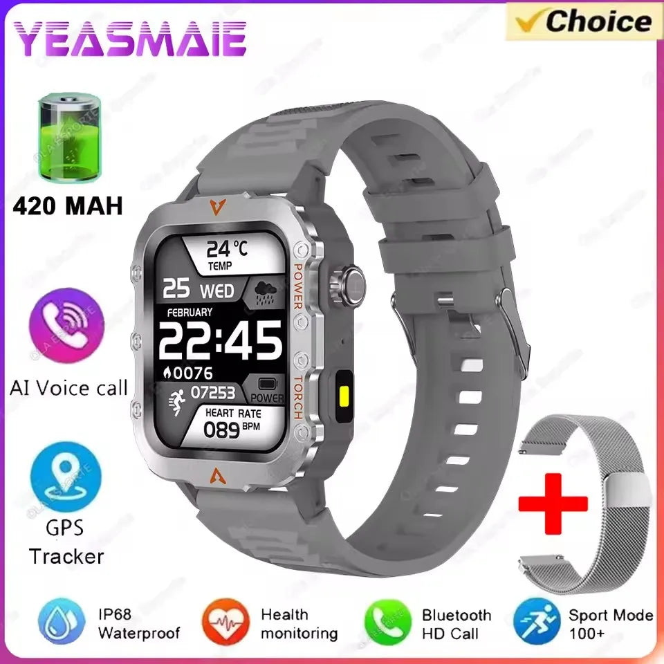 Men's Military Smartwatch – Bluetooth Call, GPS & Fitness Tracker