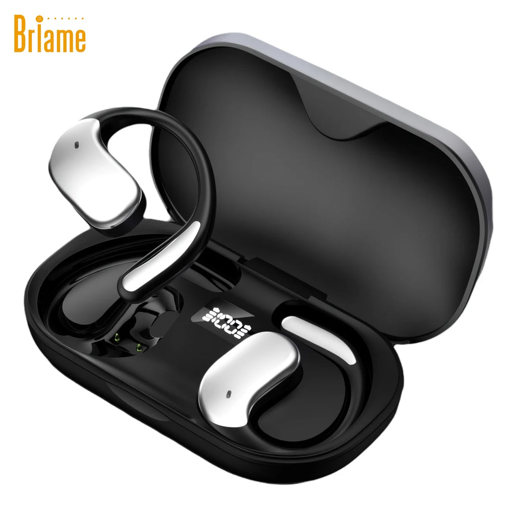 Briame OWS Bluetooth Earphones Wireless Sports In-Ear Headset with Microphone for Running Earhook Sport Headphones Game Headset Oasis Select Black