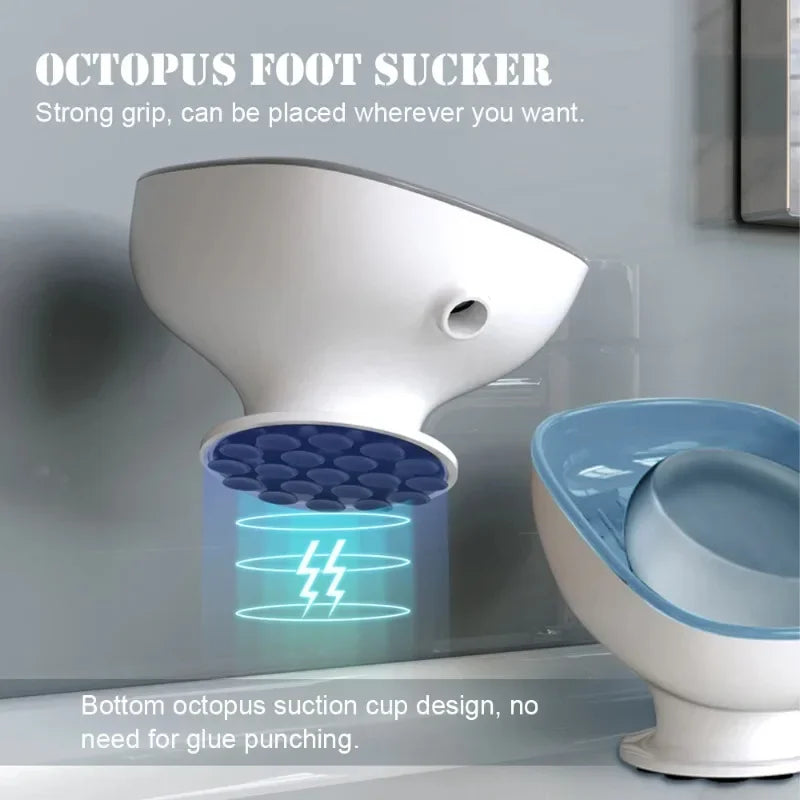 1Pcs Bathroom Soap Dishes Holder Self Draining Soap Box with Super Suction Portable Soap Container for Bathroom Accessories Oasis Select