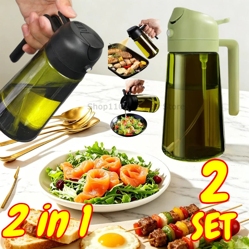 2-in-1 Oil Sprayer Dispenser Olive Oil Dispenser Oil Spray Bottle Plastic Spray Bottle for Cooking Air Fryer BBQ Baking Salad Oasis Select
