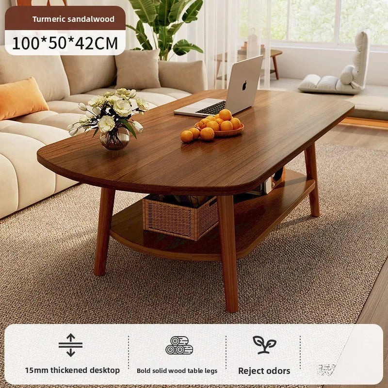 Coffee table living room small apartment multi-functional small tea table Nordic simple homestay double-layer small table Oasis Select T-100CM
