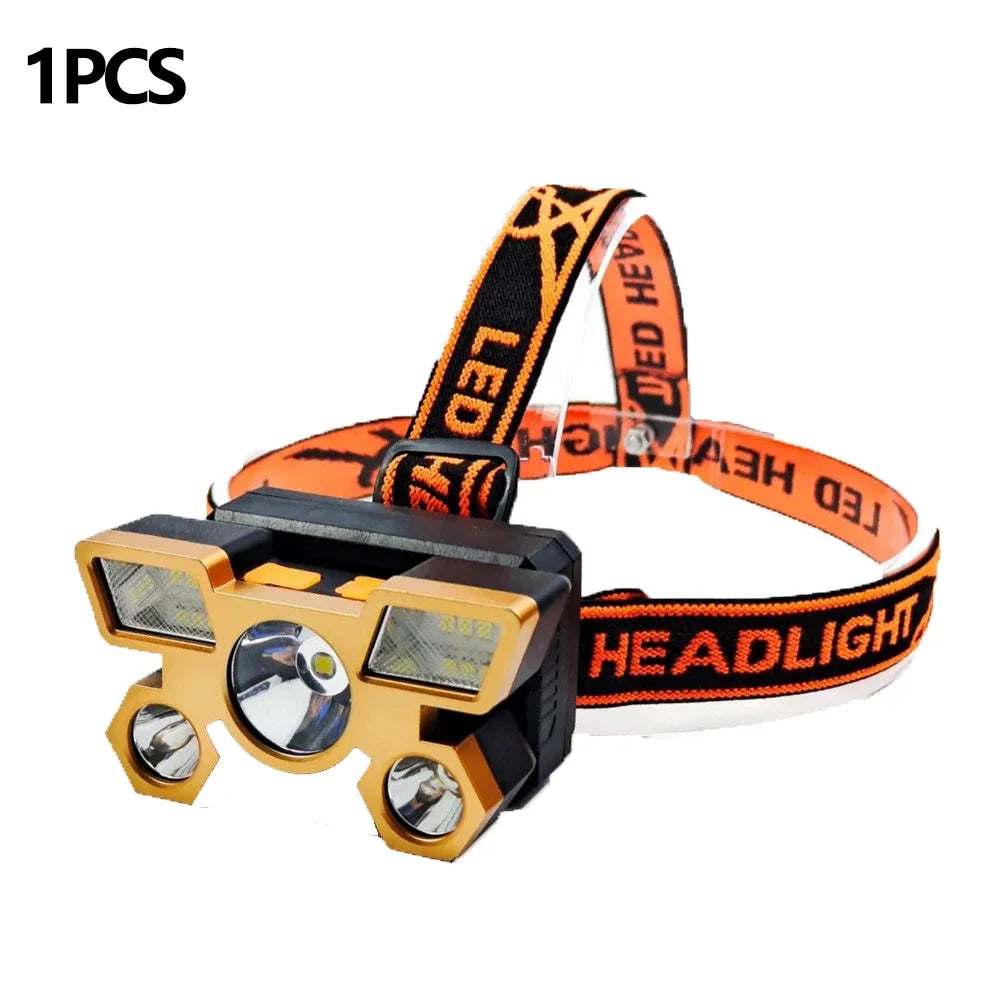 Outdoor High Brightness 5LED Headset Flashlight Outdoor Household Portable USB Rechargeable Fishing Miner Lamp Strong Headlight Oasis Select XY501 Red 1pcs