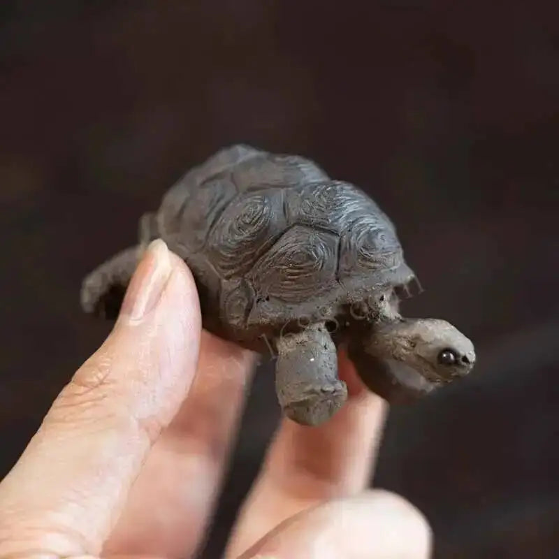 Zisha Tea Pet Turtle Ornament Handmade Rich Armor World Cultivate Sculpture Tea Table Tea Play Accessories Oasis Select