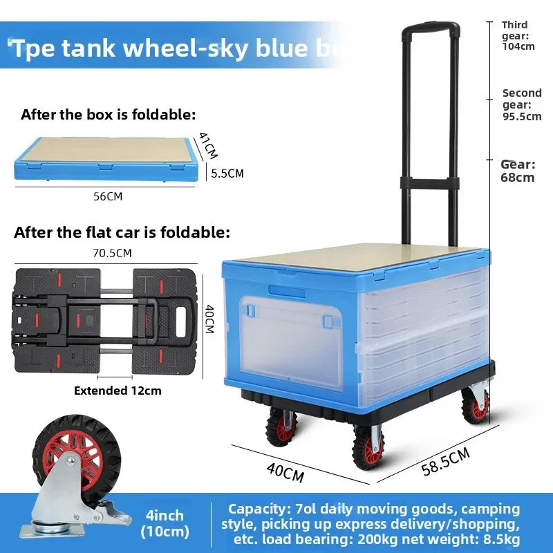 Multi-functional Baoyu, outdoor camper, family truck shopping cart with brake wheel folding trolley trailer Oasis Select Blue-BY03-BT