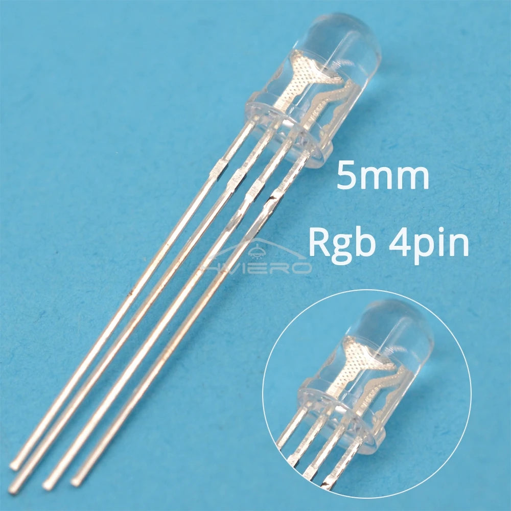 5mm RGB Common Cathode LED Diodes 100/200PCS – Tri-Color