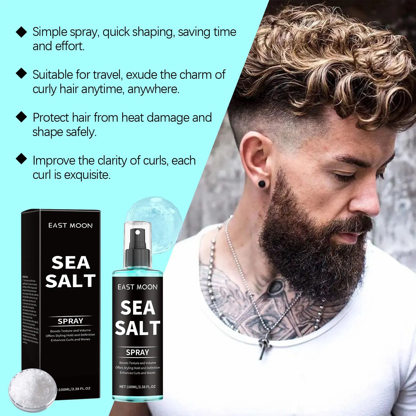 Sea Salt Hair Styling Spray Lazy Curl Defining Improving Thicken Strong Hold Non Greasy Fluffy Natural Wave Hair Nourishing Oil Oasis Select