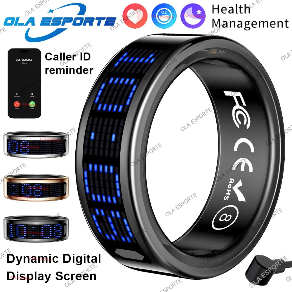 Smart Ring LED Display – Heart Rate, Sleep & Step Tracker