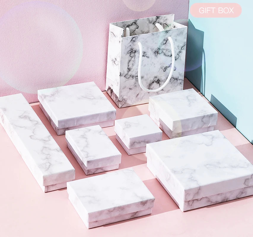 1PCS Marbling Jewelry Box Gifts Packaging Box Bracelet Necklace Ring Earring Box For Wedding Birthday Party Accessories Oasis Select