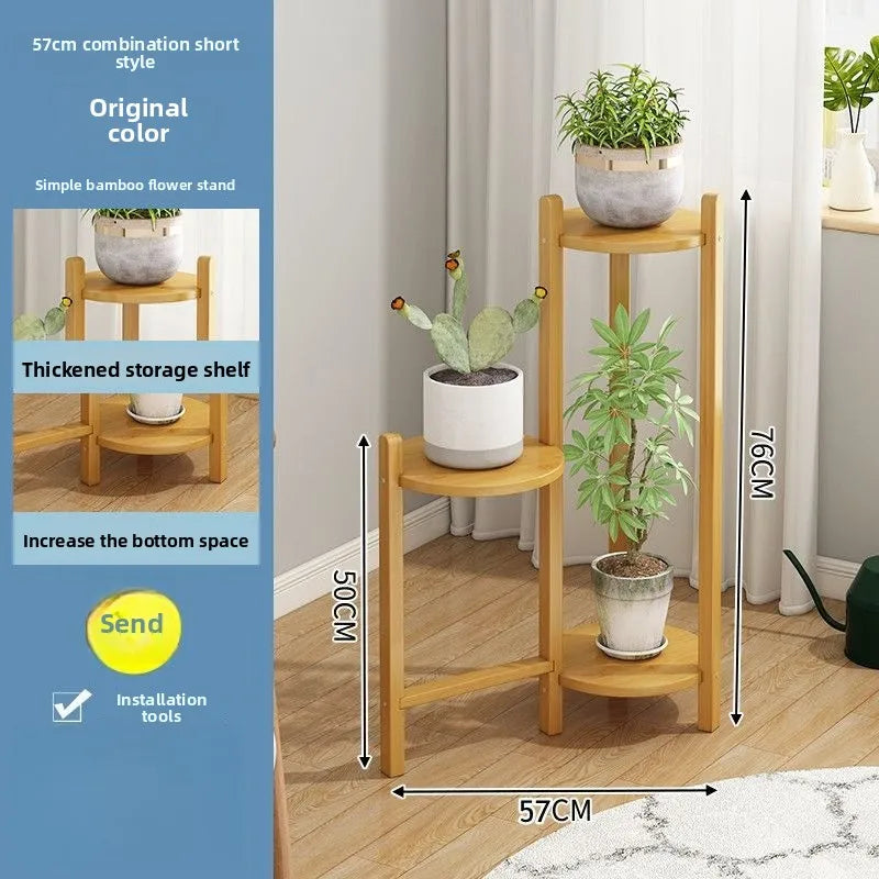 Flower rack Floor-to-ceiling multi-layer succulent bamboo rack Flower rack Pot rack Oasis Select ZA- primary